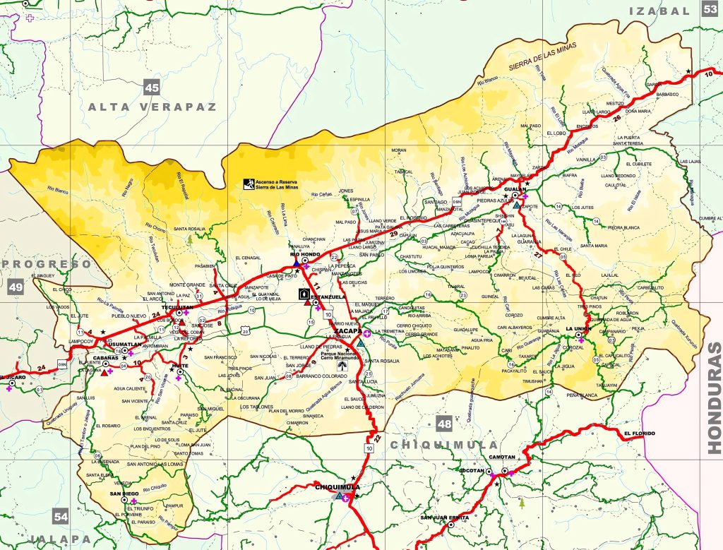 Mapa del Departamento de Zacapa.
