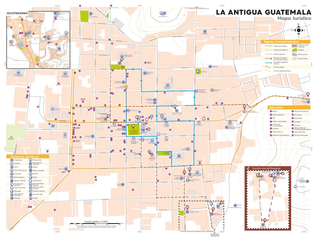 Mapa de la ciudad de Antigua Guatemala.