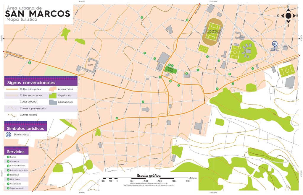 Mapa de la ciudad de San Marcos (Guatemala).