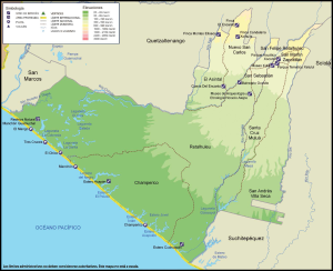 Mapa físico del Departamento de Retalhuléu