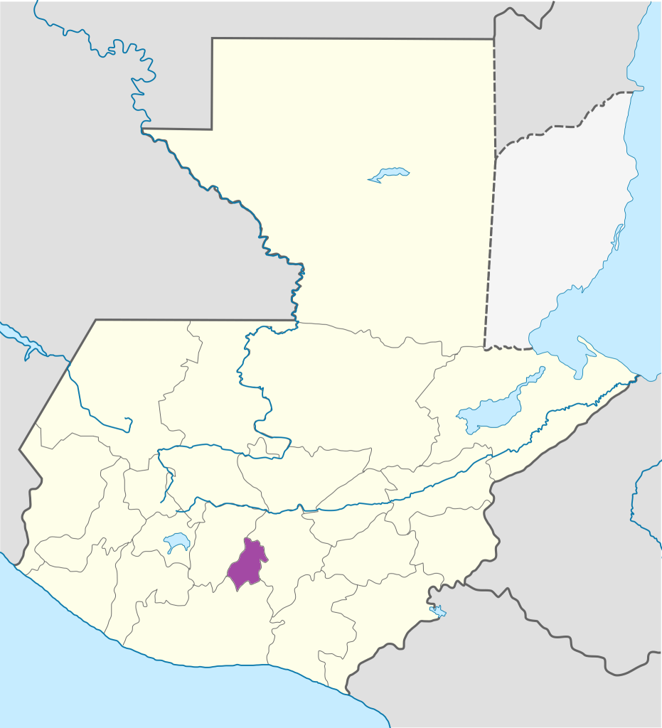 Mapa de ubicación del Departamento de Sacatepéquez.