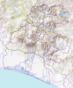 Mapa topográfico del Departamento de Santa Rosa.