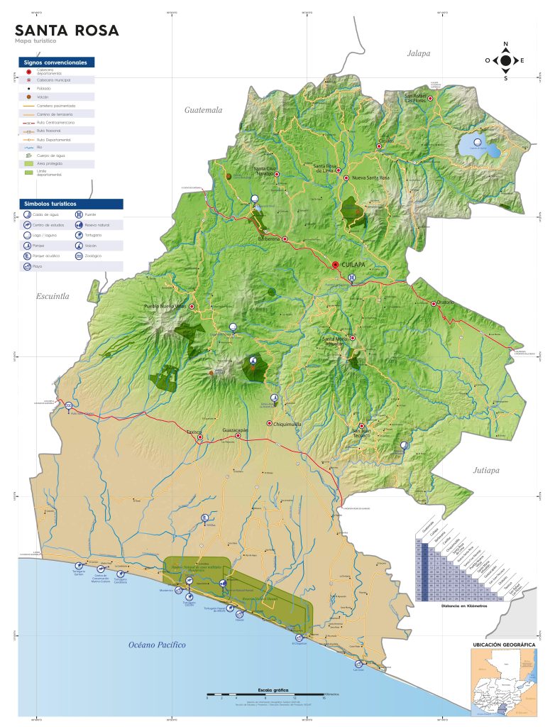 Mapa turistico del Departamento de Santa Rosa.
