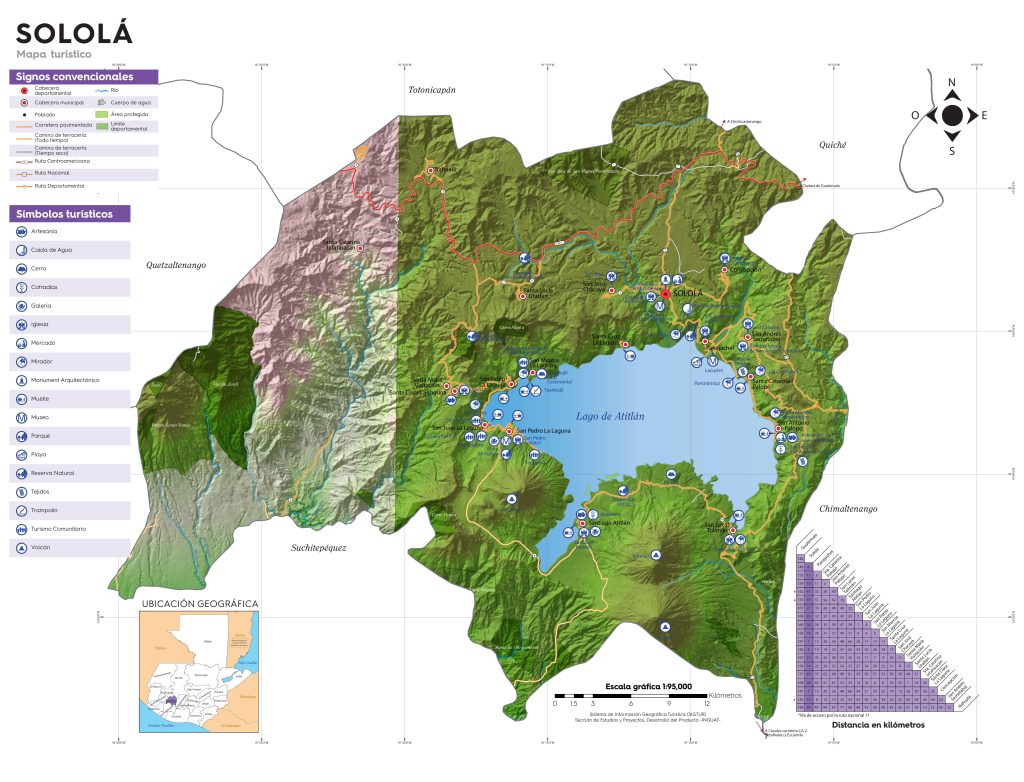 Mapa turistico del Departamento de Sololá.