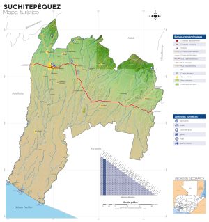 Mapa turistico del Departamento de Suchitepéquez