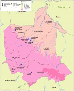 Mapa físico del Departamento de Totonicapán