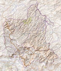 Mapa topográfico del Departamento de Totonicapán.