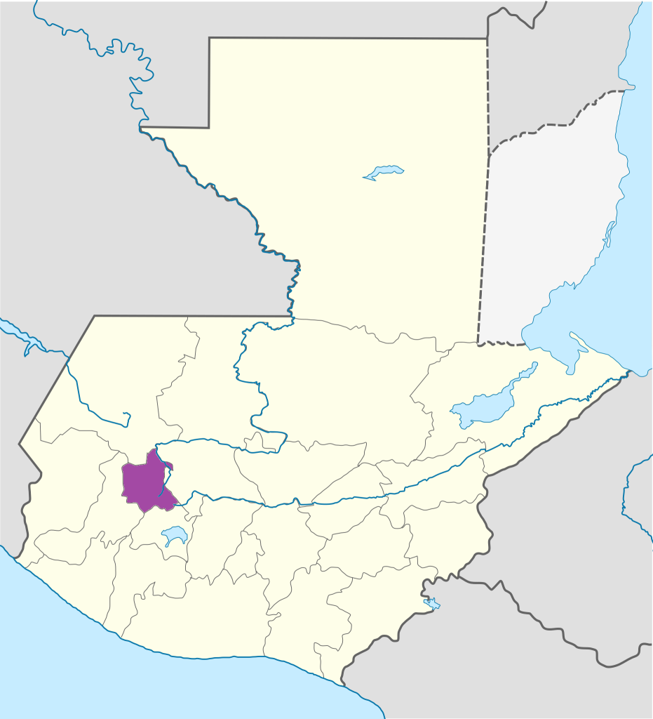 Mapa de ubicación del Departamento de Totonicapán.