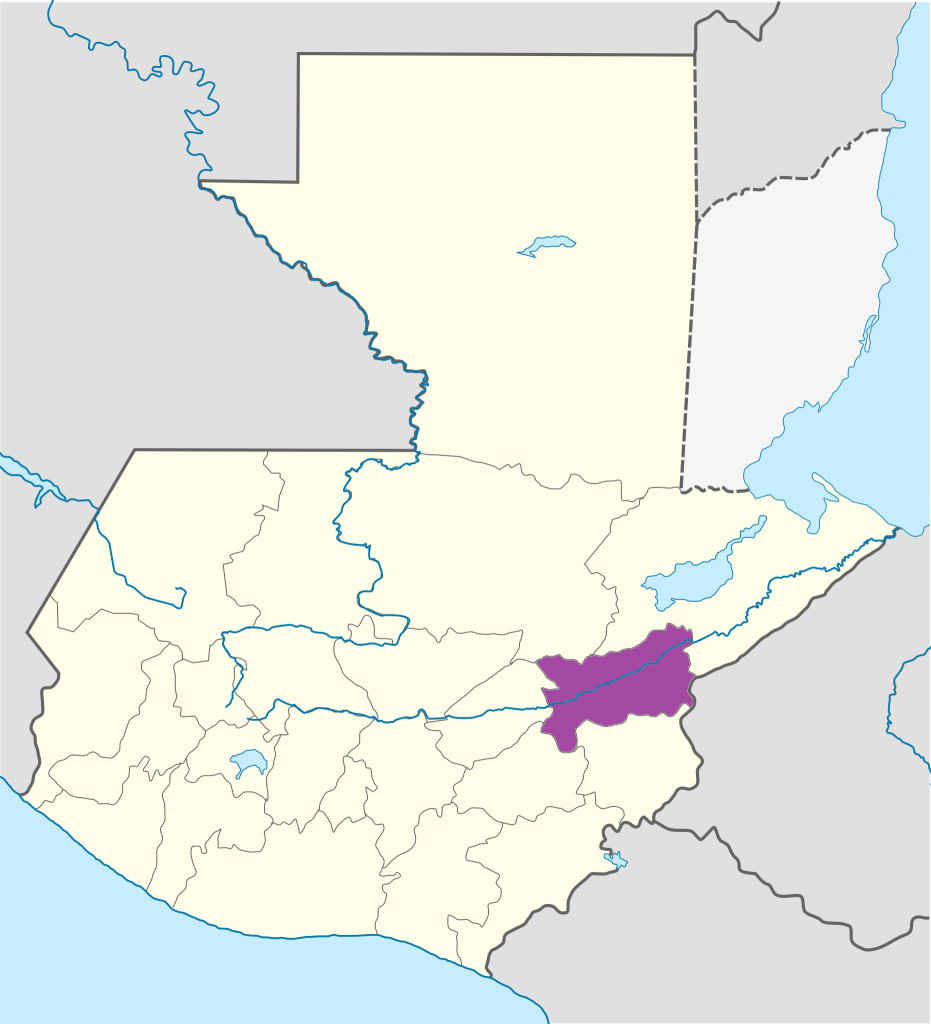 Mapa de ubicación del Departamento de Zacapa.