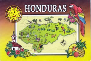 Mapa turístico pictórico de Honduras.