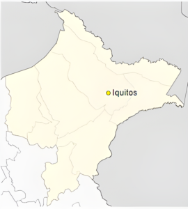 Mapa de ubicación de la ciudad de Iquitos en el departamento de Loreto. Mapa de ubicación de la ciudad de Iquitos en el departamento de Loreto.
