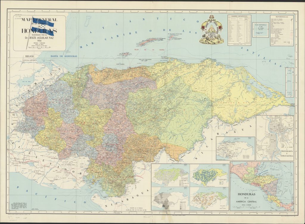 Mapa general de la República de Honduras 1954.