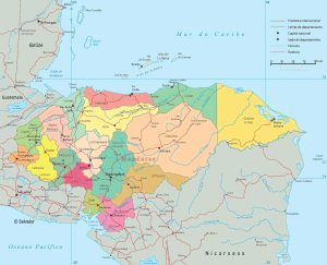 Mapa político de Honduras.