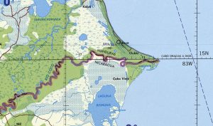 Mapa del cabo Gracias a Dios