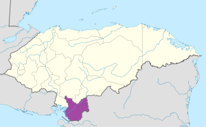 Mapa de ubicación del Departamento de Choluteca.