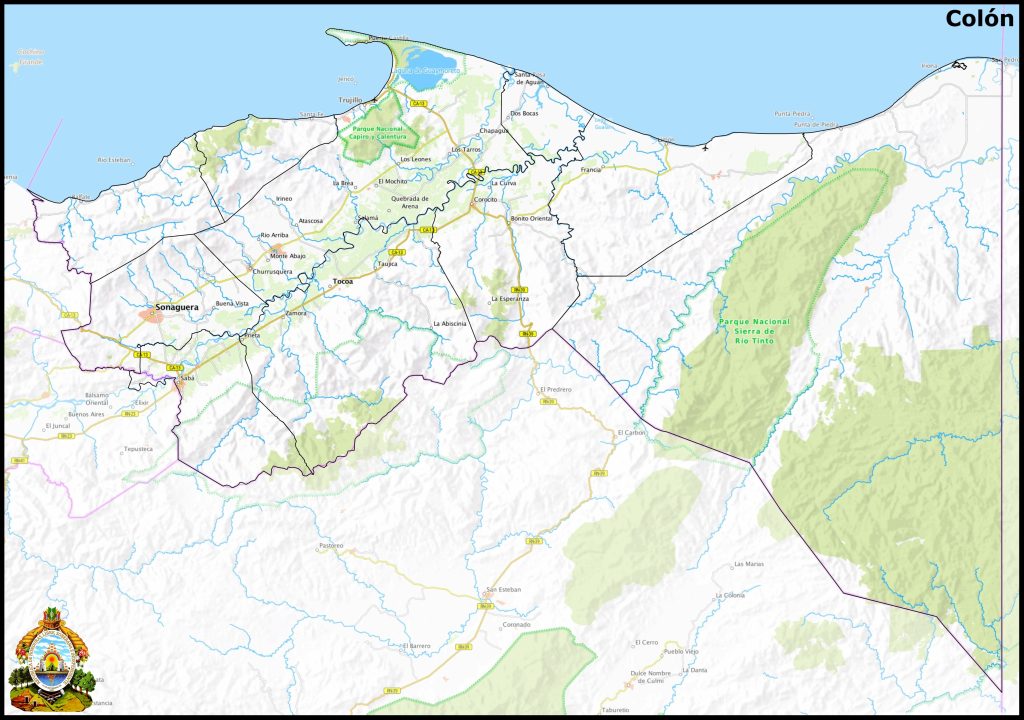 Mapa del departamento de Colón.