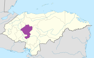 Mapa de ubicación del Departamento de Comayagua.