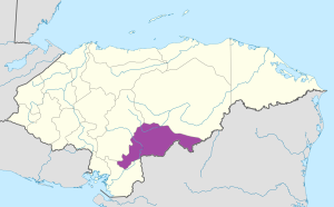 Mapa de ubicación del Departamento de El Paraíso.