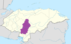 Mapa de ubicación del Departamento de Francisco Morazán.