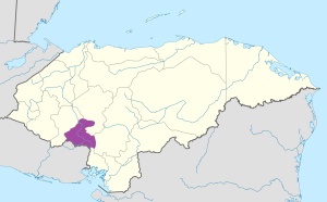 Mapa de ubicación del Departamento de La Paz en Honduras.