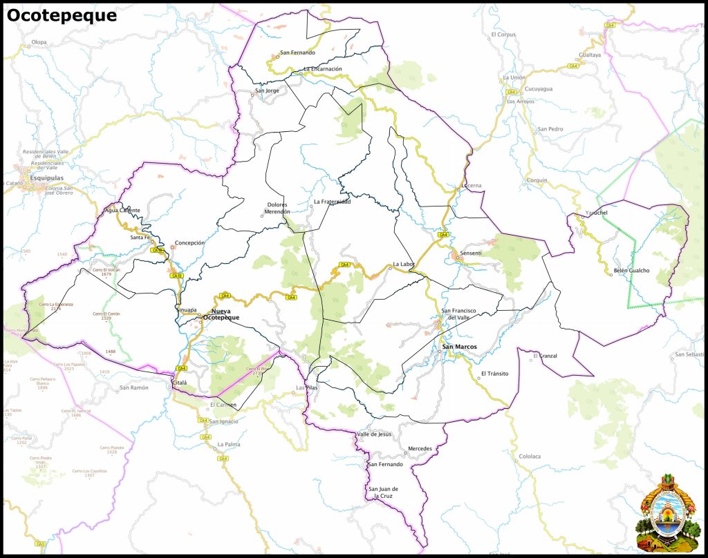 Mapa del departamento de Ocotepeque.