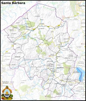 Mapa del departamento de Santa Bárbara