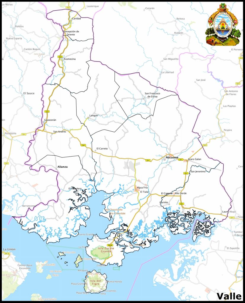 Mapa del departamento de Valle.