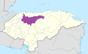 Mapa de ubicación del Departamento de Yoro.