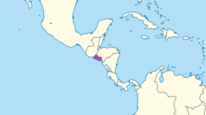 Mapa que muestra la ubicación de El Salvador en Centroamérica.