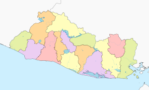 Mapa mudo coloreado de El Salvador.