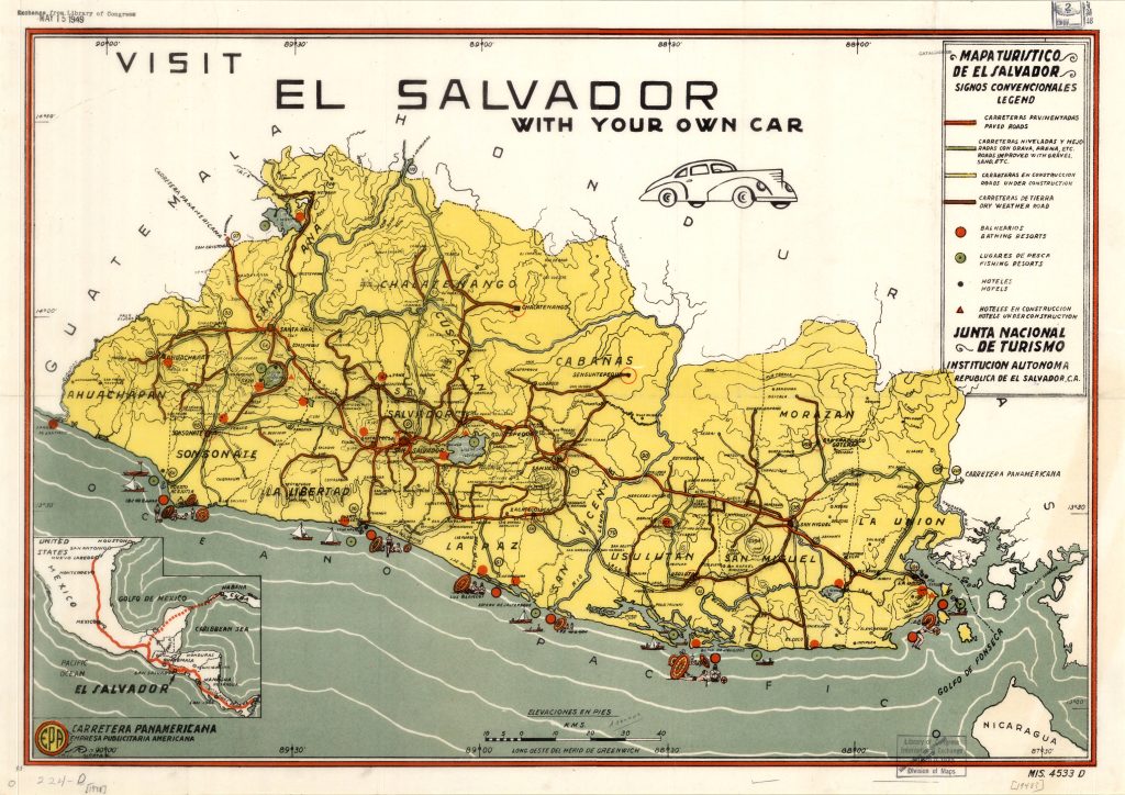 Mapa de El Salvador de 1948.