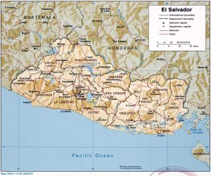 Mapa en relieve sombreado de El Salvador.