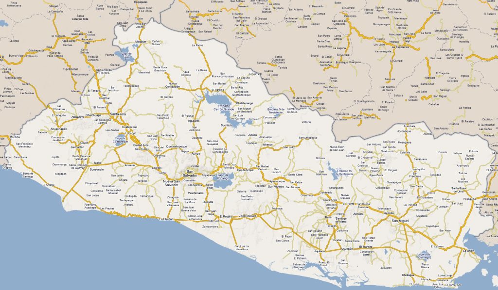 Mapa de carreteras de El Salvador.