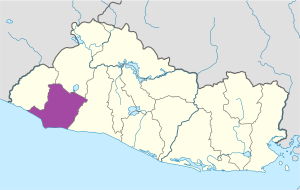 Mapa de ubicación del departamento de Sonsonate.