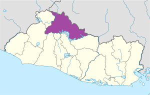 Mapa de ubicación del departamento de Chalatenango.