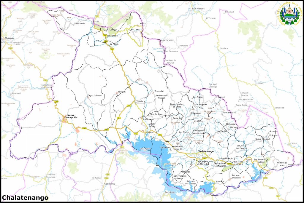 Mapa del departamento de Chalatenango.