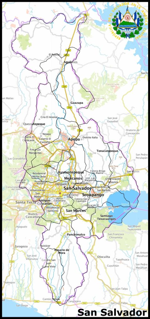 Mapa del departamento de San Salvador (El Salvador).