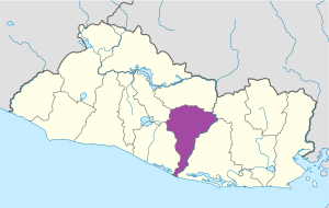 Mapa de ubicación del departamento de San Vicente.