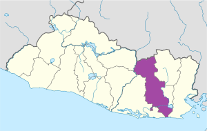 Mapa de ubicación del departamento de San Miguel.