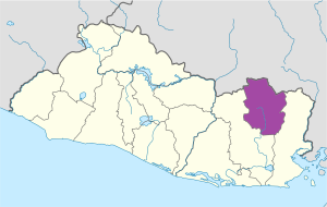 Mapa de ubicación del departamento de Morazán.