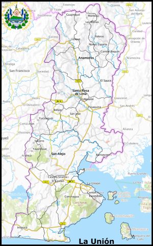 Mapa del departamento de La Unión