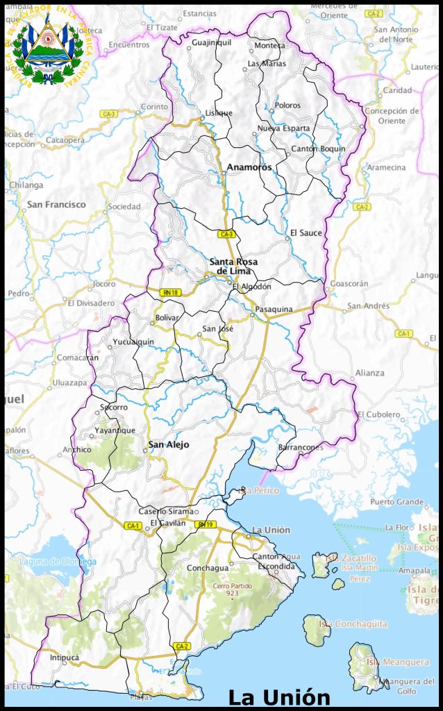 Mapa del departamento de La Unión.