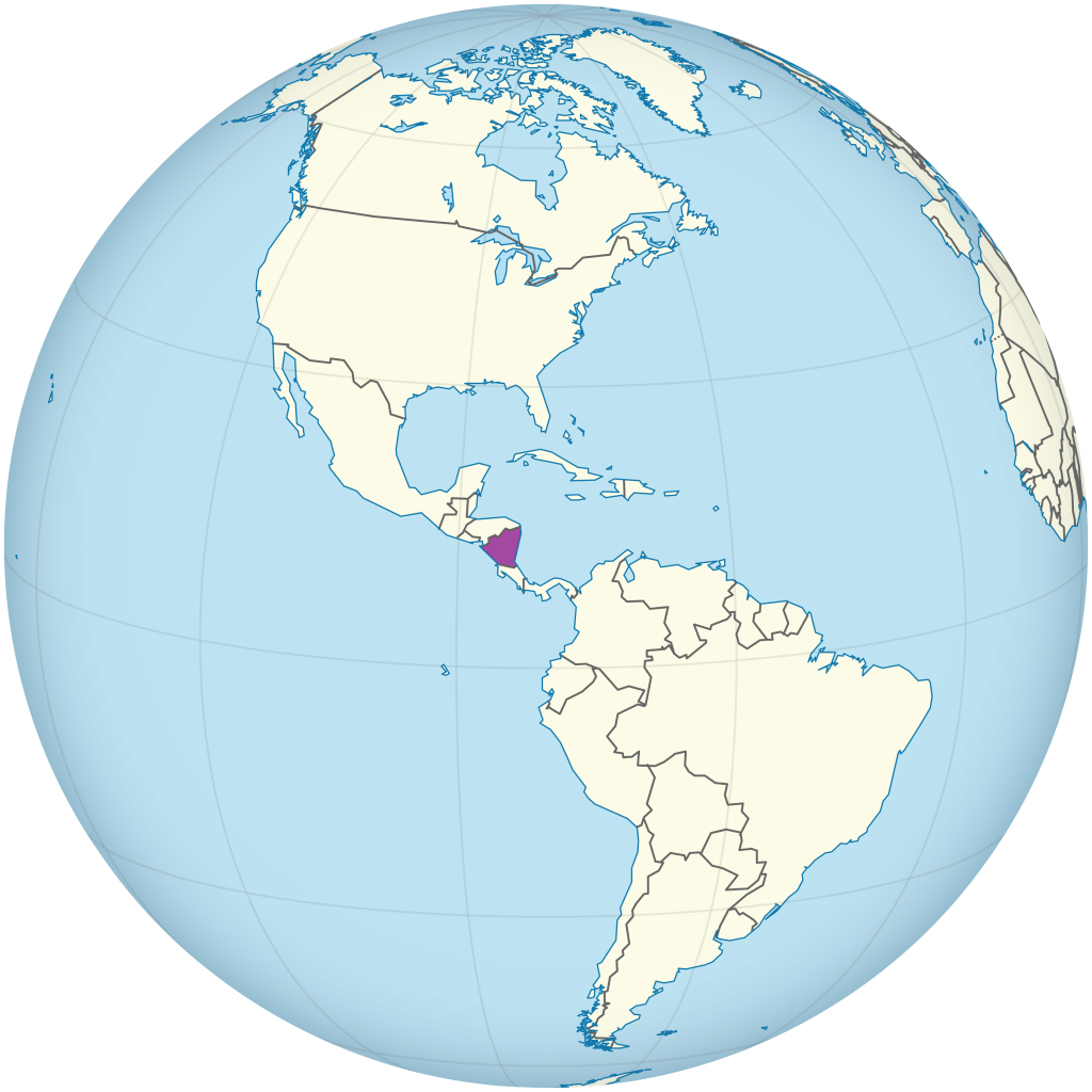 Mapa de ubicación de Nicaragua.