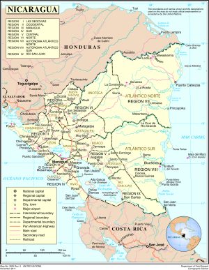 Mapa de Nicaragua de las Naciones Unidas