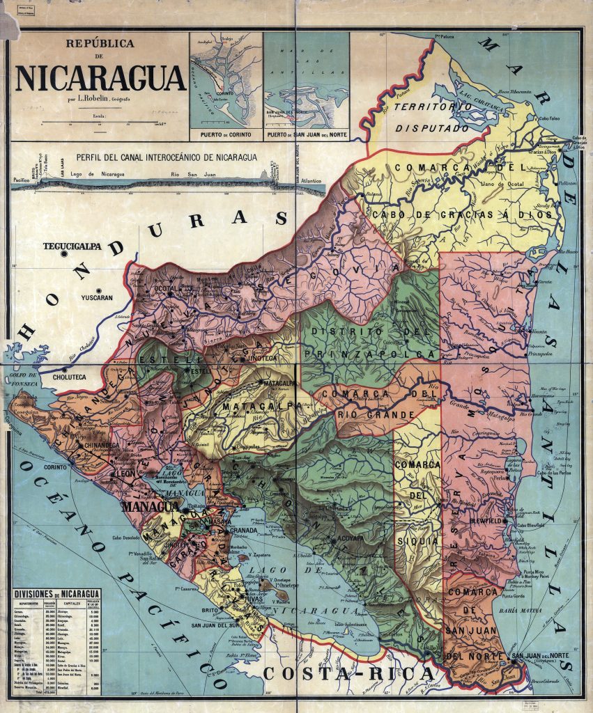 Mapa de la República de Nicaragua de 1913.