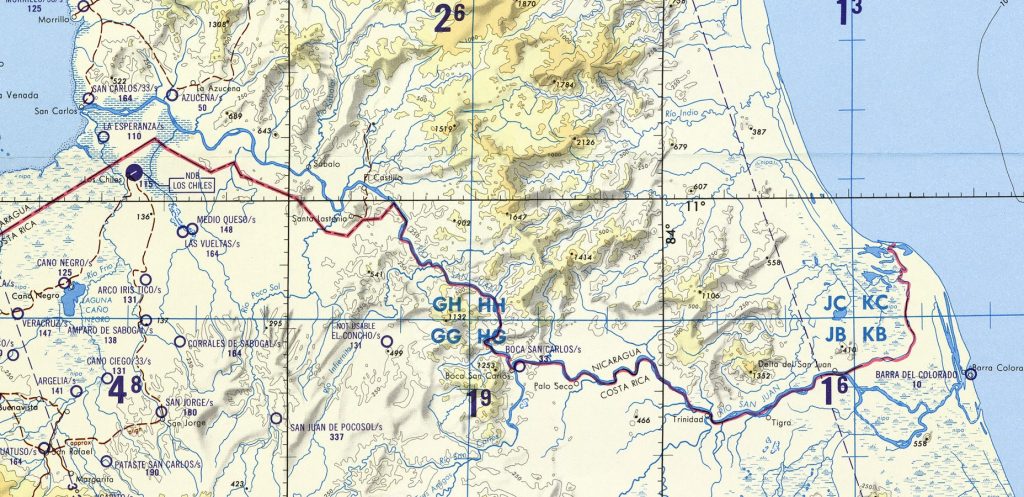 Mapa del río San Juan (Nicaragua).