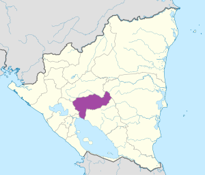 Mapa de ubicación del departamento de Boaco en Nicaragua.