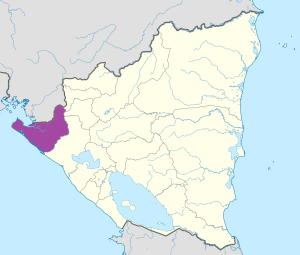 Mapa de ubicación del departamento de Chinandega en Nicaragua. Mapa de ubicación del departamento de Chinandega en Nicaragua.