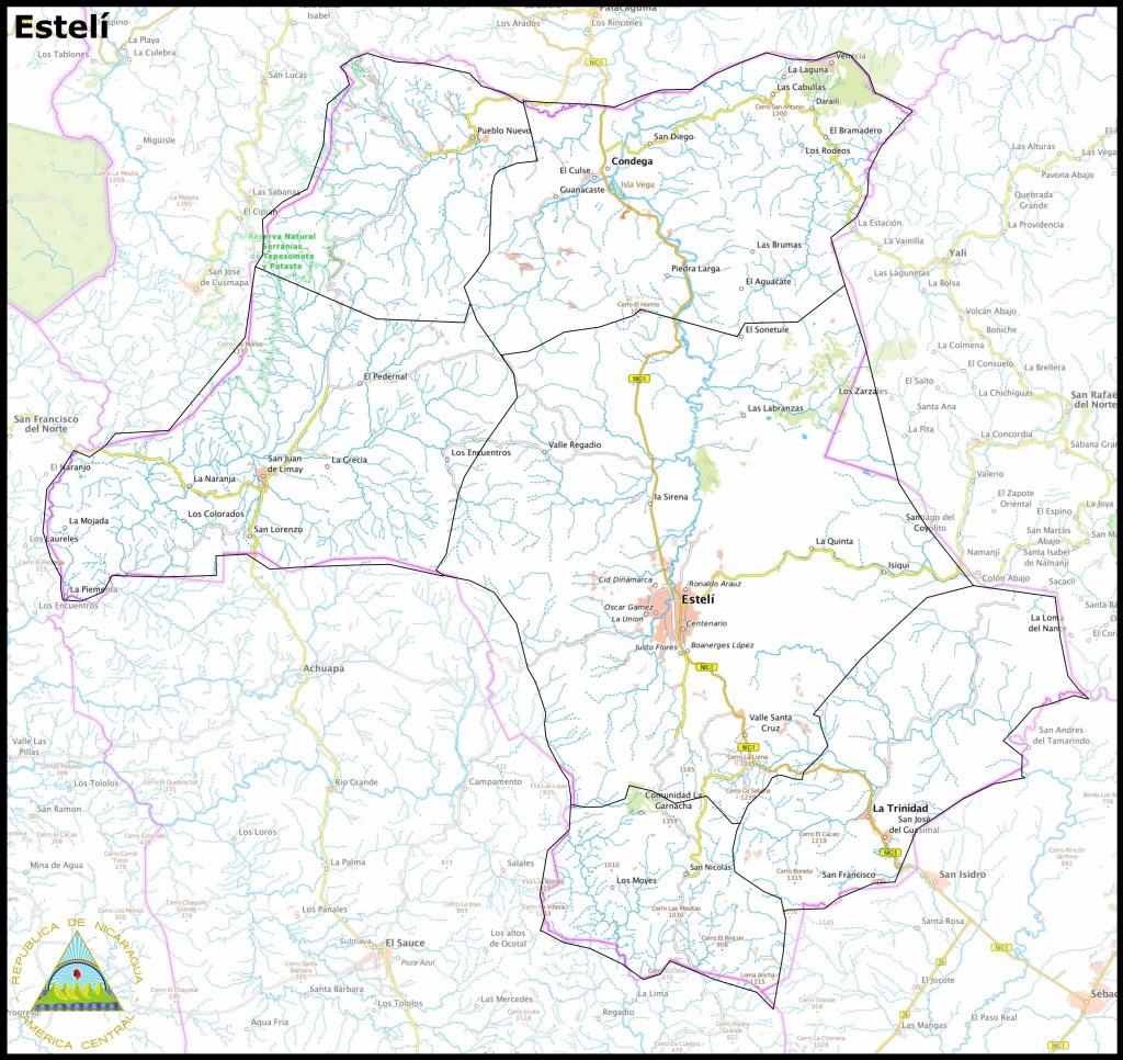 Mapa del departamento de Estelí.