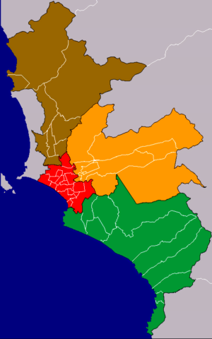 Mapa mudo coloreado de Lima Metropolitana
